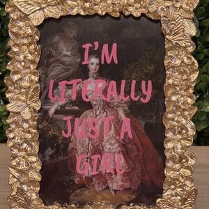 Gold Ornate Frame with Pink Text Art